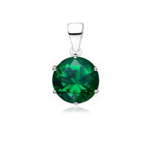 Zawieszka Charlotte srebrna z zieloną cyrkonią 10 mm