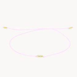Bransoletka pozłacana na różowym sznurku na szczęście z trzema kuleczkami
