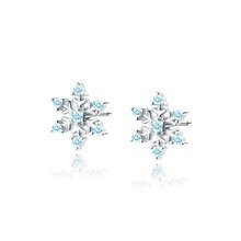 Kolczyki srebrne śnieżynki / płatki śniegu z błękitnymi cyrkoniami