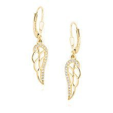 Kolczyki pozłacane wiszące eleganckie skrzydła z cyrkoniami bigiel angielski