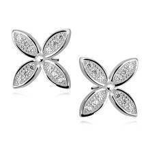 Srebrne kolczyki pr. 925 kwiatki z cyrkoniami