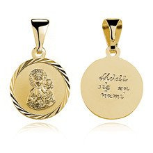 Srebrny pozłacany medalik Matka Boska Częstochowska