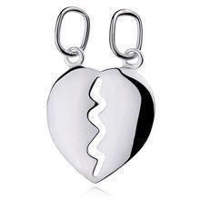 Zawieszka srebrna łamane serce dla par gładkie
