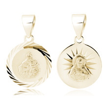 Medalik pozłacany okrągły Matka Boska Szkaplerzna