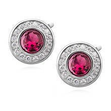 Srebrne pr.925 okrągłe kolczyki z rubinową cyrkonią