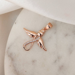 Zawieszka pozłacana różowym złotem anioł ze znakiem nieskończoności