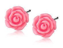 Kolczyki srebrne duże koralowe różyczki