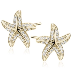 Kolczyki Mare pozłacane rozgwiazdy wysadzane cyrkoniami