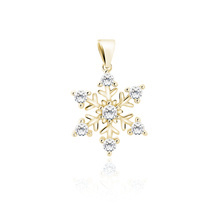 Zawieszka pozłacana śnieżynka / płatek śniegu z białymi cyrkoniami