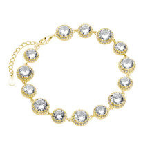 Bransoletka Melanie pozłacana ślubna z białą cyrkonią