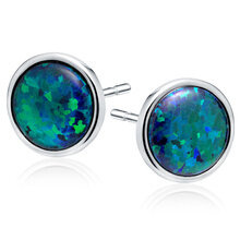 Kolczyki srebrne wkrętki z zielonym opalem