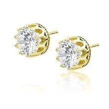 Srebrne pozłacane kolczyki pr.925 Cyrkonia okrągła