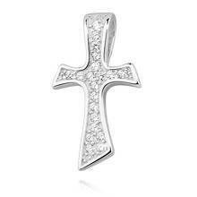Srebrny (pr.925) ozdobny krzyżyk z cyrkoniami zawieszka