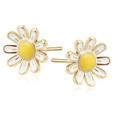 Srebrne pozłacane kolczyki pr 925 kwiatki - stokrotki