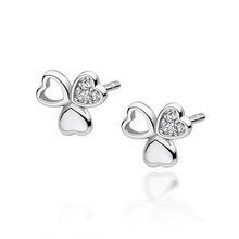 Srebrne pr.925 kolczyki z białą cyrkonią - koniczyna