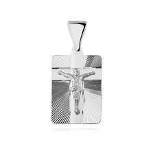 Srebrny diamentowany medalik pr.925 Jezus na krzyżu