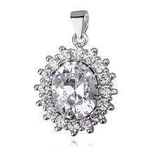 Zawieszka Lady Di srebrna królewska z dużym białym oczkiem