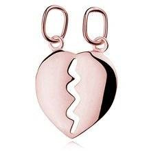 Zawieszka pozłacana różowym złotem łamane serce dla par gładkie