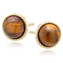 Kolczyki pozłacane wkrętki z tygrysim okiem