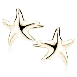 Kolczyki Mare pozłacane rozgwiazdy gładkie