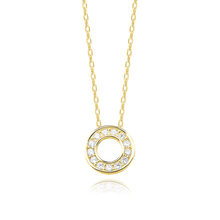 Naszyjnik pozłacany z kółkiem z białymi cyrkoniami