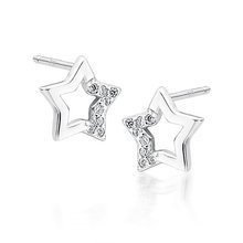 Kolczyki srebrne sztyfty delikatne gwiazdki z cyrkoniami