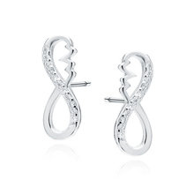 Kolczyki srebrne wkrętki nieskończoność z linią pulsu