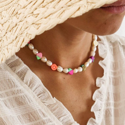 Naszyjnik pozłacany z naturalnych barokowych pereł z owockami