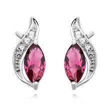 Srebrne kolczyki z cyrkoniami pr.925 rubinowa cyrkonia markiza