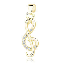 Zawieszka pozłacana klucz wiolinowy z cyrkoniami