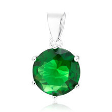 Zawieszka Charlotte srebrna z zieloną cyrkonią 12 mm