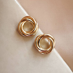 Kolczyki pozłacane małe kółka wkrętki plecione