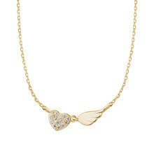 Naszyjnik pozłacany serce i skrzydło anioła pr.925