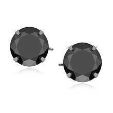 Kolczyki Diana srebrne z czarną cyrkonią 8 mm