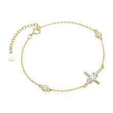 Bransoletka celebrytek pr. 925 pozłacany krzyżyk z cyrkoniami i nieskończoność