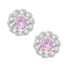 Srebrne kolczyki pr.925 z jasnoróżową cyrkonią