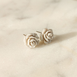 Kolczyki srebrne duże szare różyczki