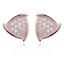 Srebrne kolczyki pr. 925 Cyrkonia microsetting, rózówe złoto