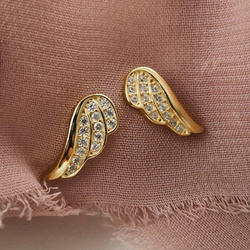 Kolczyki pozłacane skrzydła z cyrkoniami sztyfty