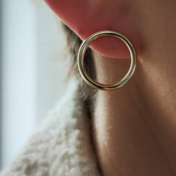 Kolczyki pozłacane duże kółka wkrętki gładkie