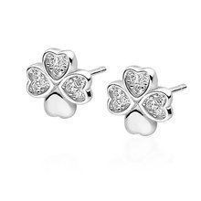 Srebrne kolczyki pr. 925 koniczynki z cyrkoniami