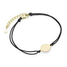 Bransoletka pozłacana na czarnym sznurku z kółeczkiem