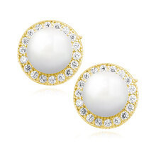 Srebrne pozłacane kolczyki pr. 925 perełki z cyrkoniami