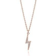 Naszyjnik pozłacany różowym złotem błyskawica piorun z cyrkoniami