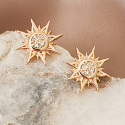 Kolczyki pozłacane słońca z cyrkoniami
