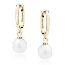 Kolczyki pozłacane koła z wiszącą perłą