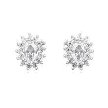 Srebrne kolczyki pr. 925 Cyrkonia biała - karmazycja