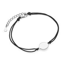 Bransoletka srebrna na czarnym sznurku z kółeczkiem