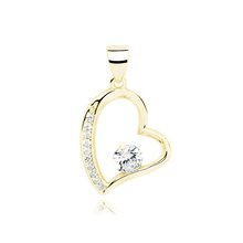 Zawieszka pozłacana asymetryczne serduszko z cyrkonią