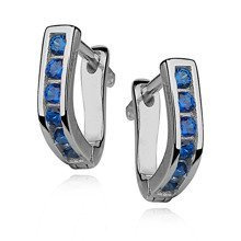 Srebrne kolczyki pr.925 cyrkonia szafirowa